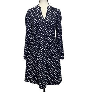 Boden Navy Polka Dot Long Sleeve Dress Size 4P NWT Tencel Cotton Blend